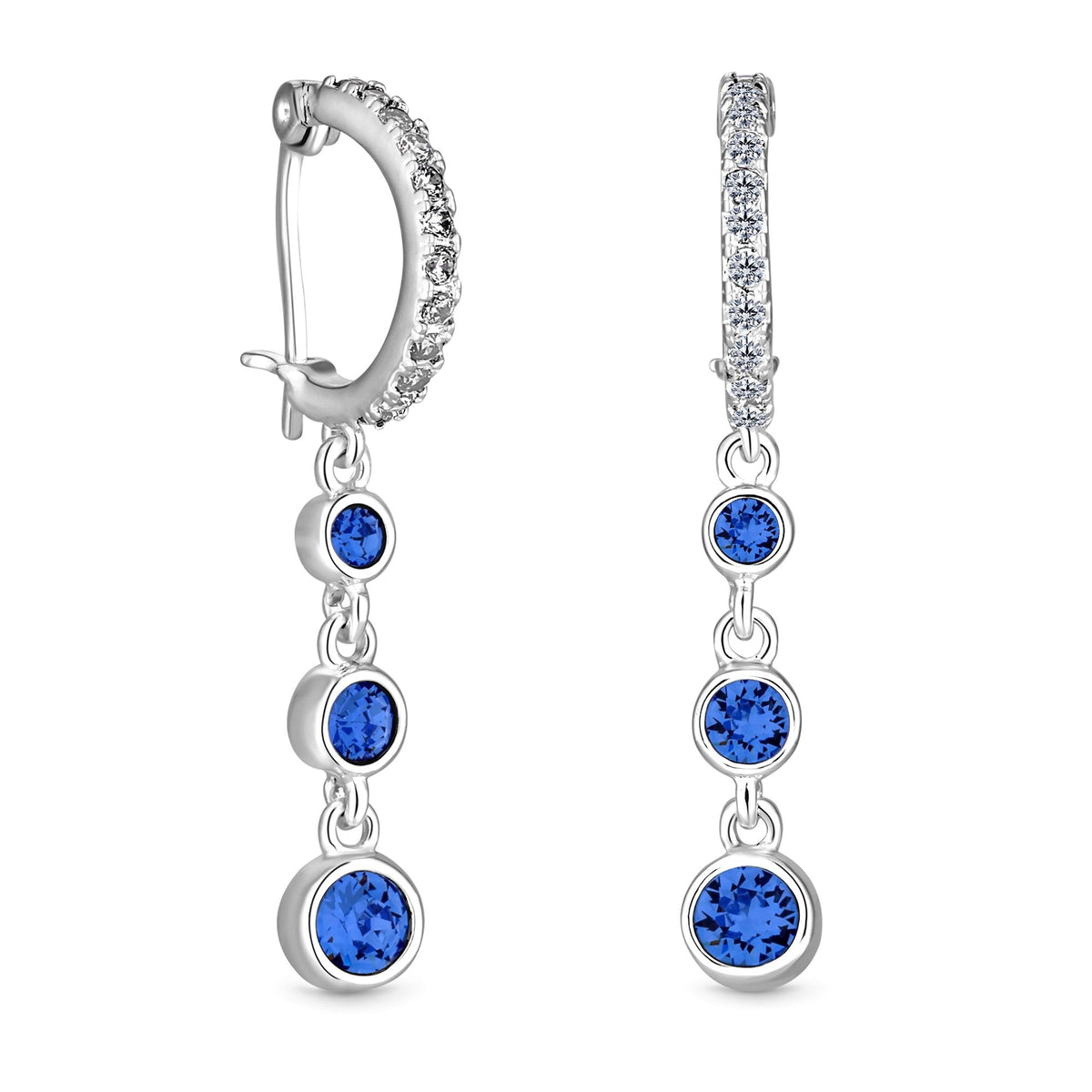 Jon Richard Silver Plated Sapphire Cubic Zirconia Drop Earrings