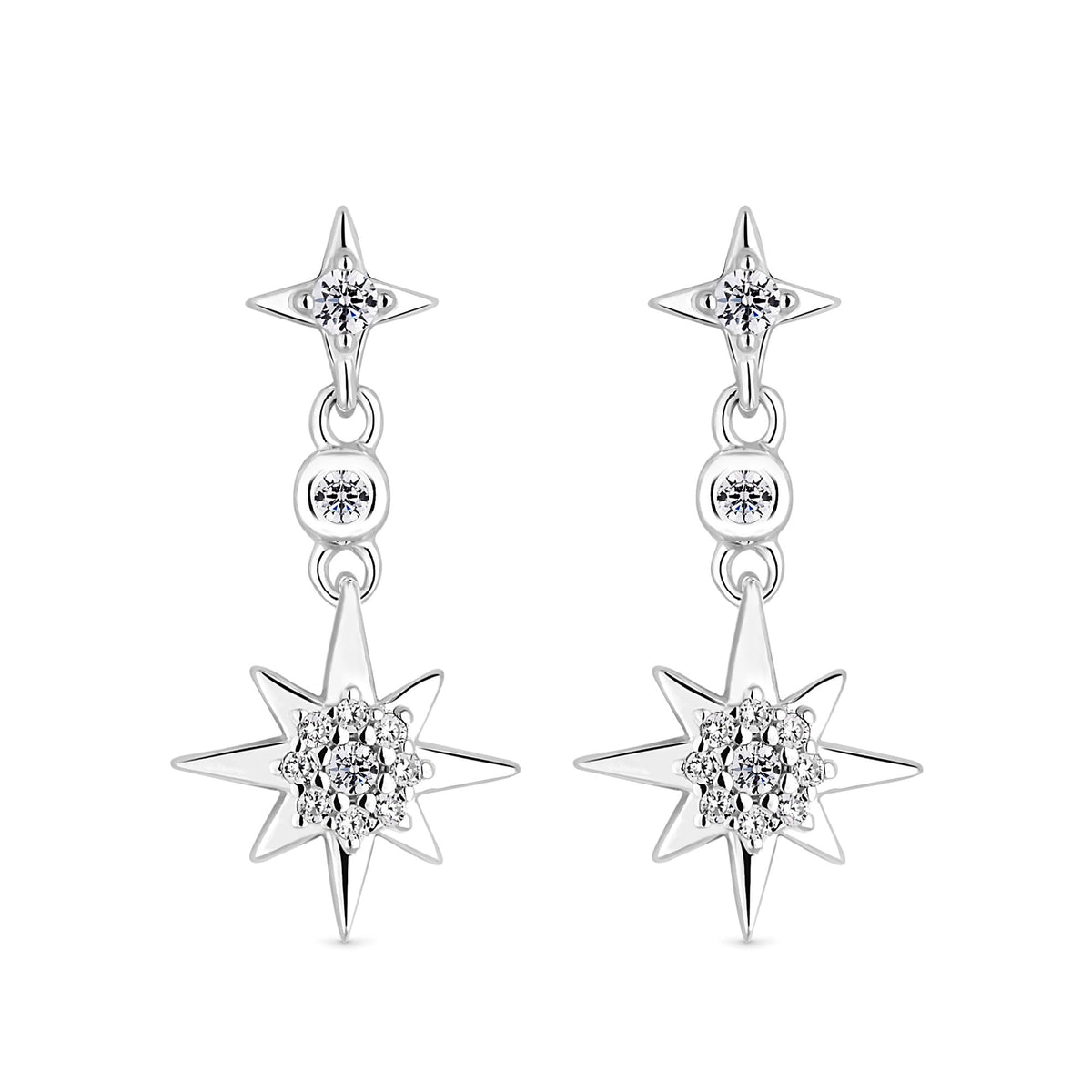 Simply Silver Sterling Silver 925 With Cubic Zirconia Starburst Drop Earrings