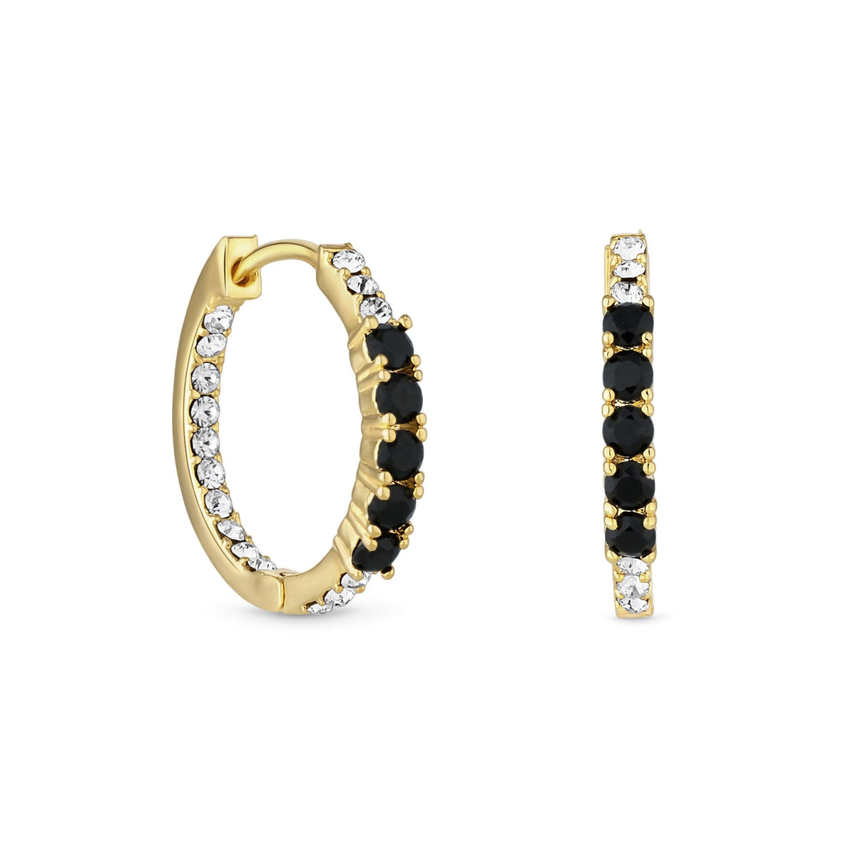 Jon Richard Gold Plated Jet Cubic Zirconia Huggie Earrings