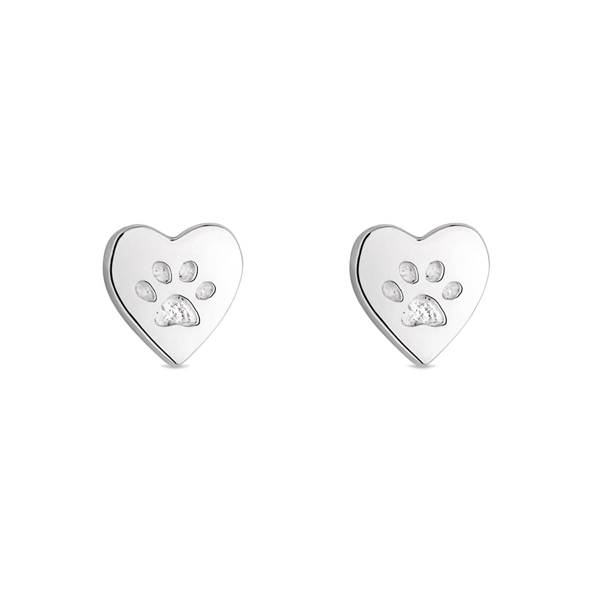 Simply Silver Sterling Silver 925 Heart Paw Stud Earrings