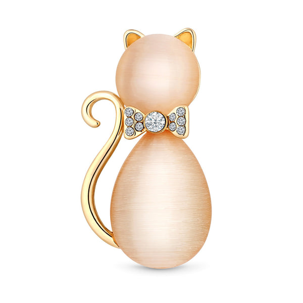 Jon Richard Rose Gold Pink Crystal Cat Brooch - Gift Boxed