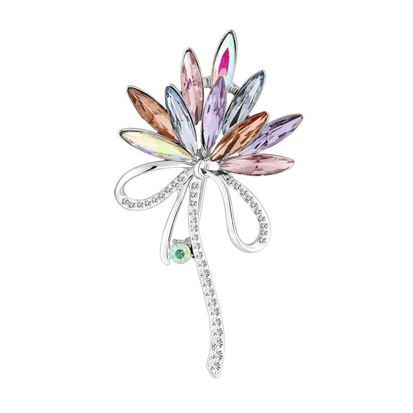 Jon Richard Silver Plated Pink Crystal Navette Decorative Brooch - Gift Boxed