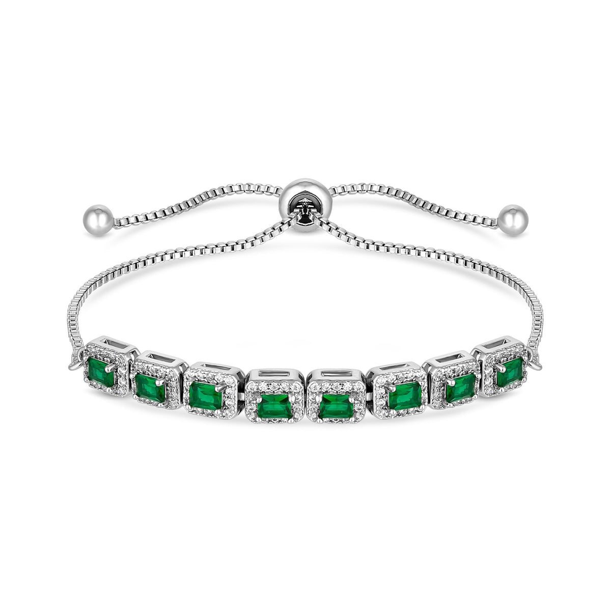 Jon Richard Silver Plated Emerald Cubic Zirconia Toggle Bracelet - Gift Boxed