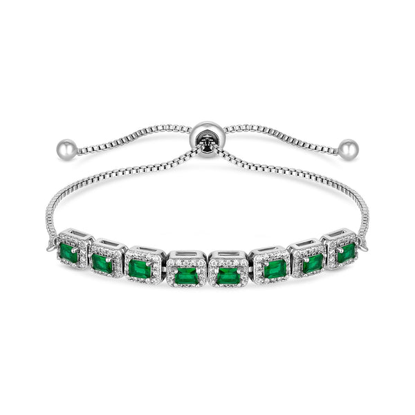 Jon Richard Silver Plated Emerald Cubic Zirconia Toggle Bracelet - Gift Boxed