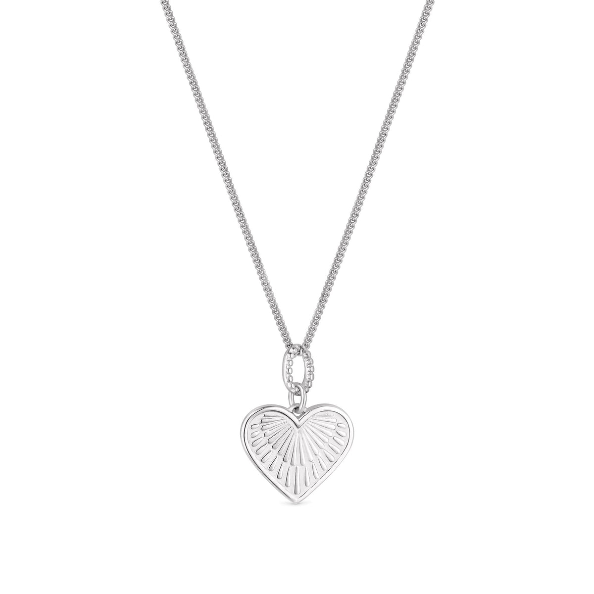 Simply Silver Sterling Silver 925 Etched Heart Necklace