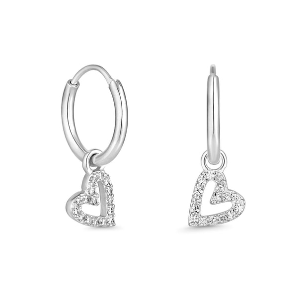 Simply Silver Sterling Silver 925 Mini Heart Hoop Earrings