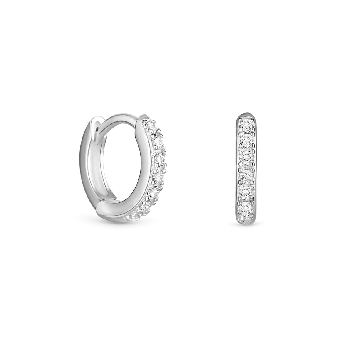 Simply Silver Sterling Silver 925 Cubic Zirconia Mini Hoop Earrings