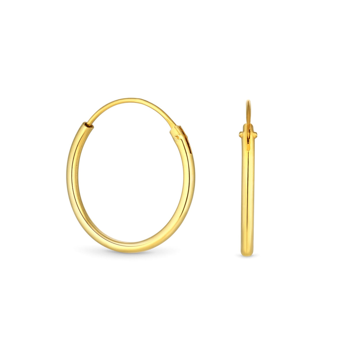 Simply Silver 12ct Gold Plated Sterling Silver 925 Polished Mini Sleeper Hoop Earrings