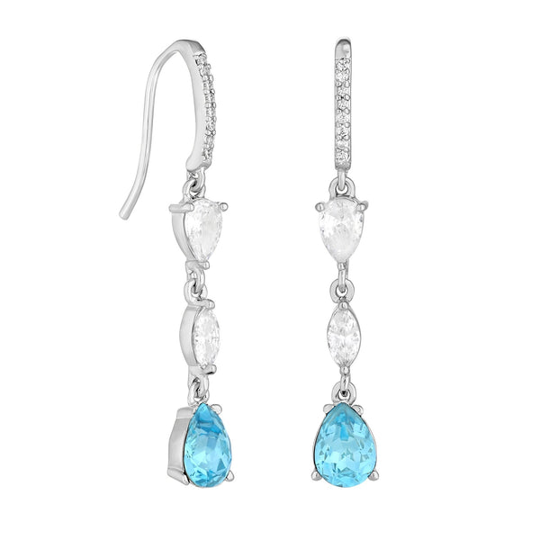 Jon Richard Silver Plated Blue And Crystal Pear Drop Fish Hook Drop Earrings