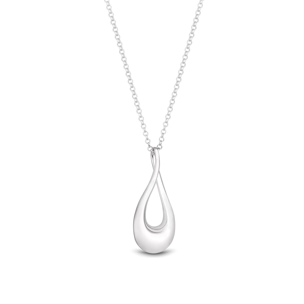 Simply Silver Sterling Silver 925 Polished Twist Pendant Necklace