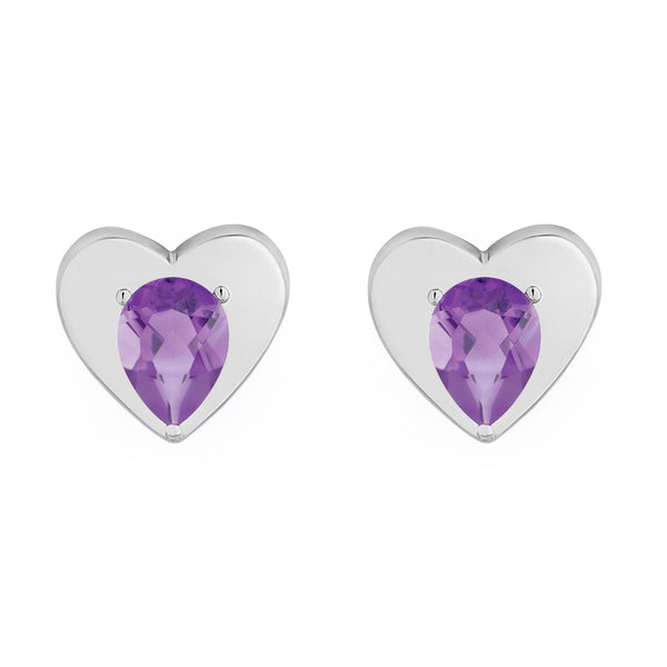 Jon Richard Radiance Collection Silver Plated Amethyst Heart Stud Earrings