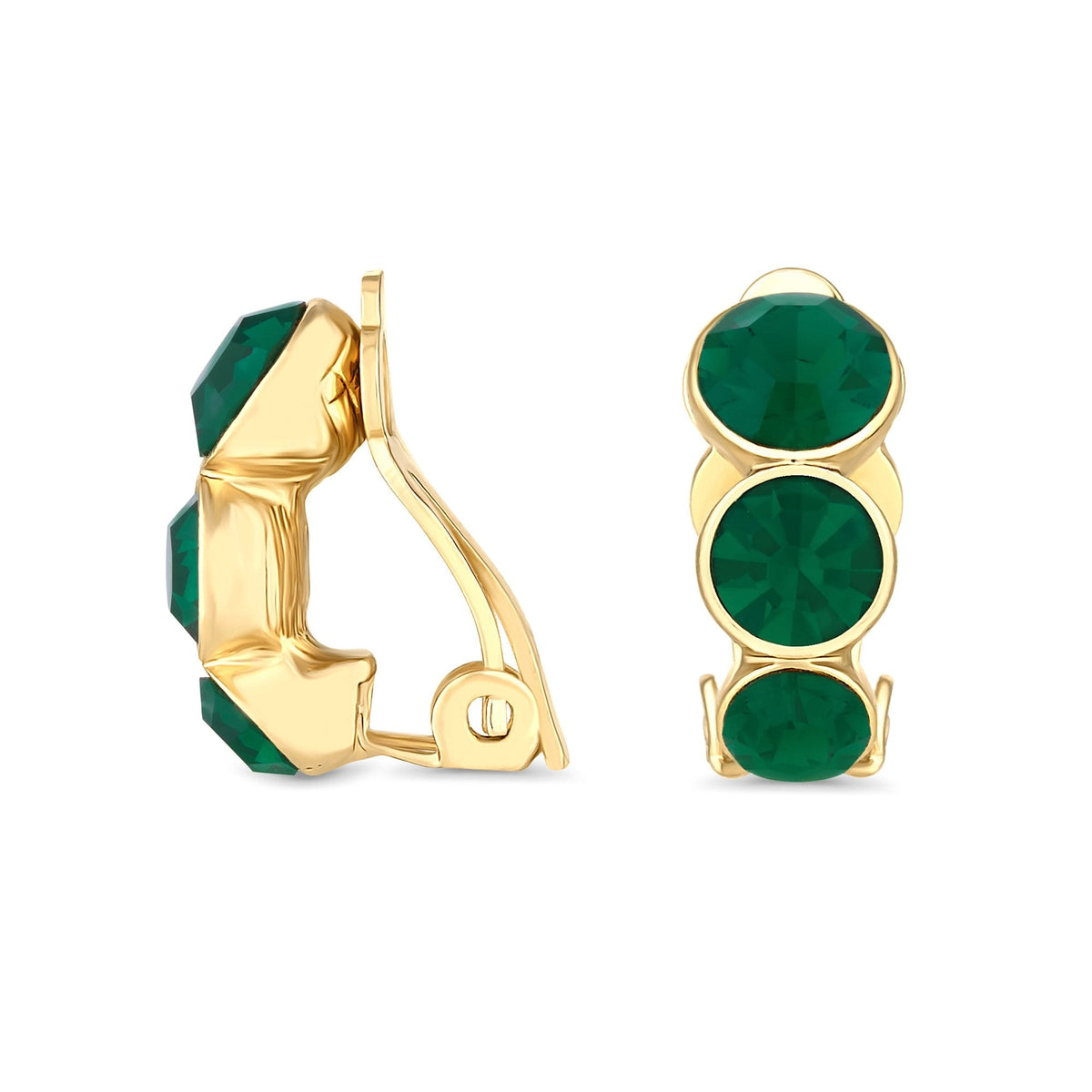Jon Richard Gold Plated Graduated Emerald Cubic Zirconia Round Clip Earrings