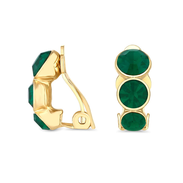 Jon Richard Gold Plated Graduated Emerald Cubic Zirconia Round Clip Earrings