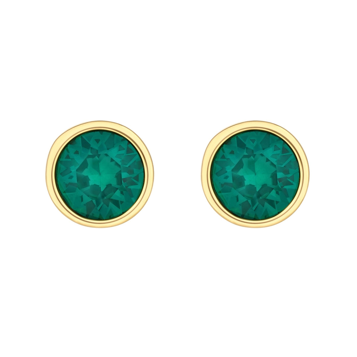 Jon Richard Radiance Collection Gold Plated Emerald Round Besel Stud Earrings