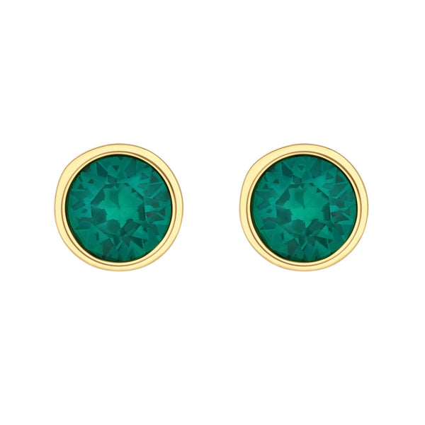 Jon Richard Radiance Collection Gold Plated Emerald Round Besel Stud Earrings