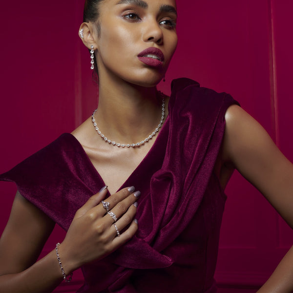 Jon Richard Radiance Collection Silver Plated Tennis Crystal Necklace