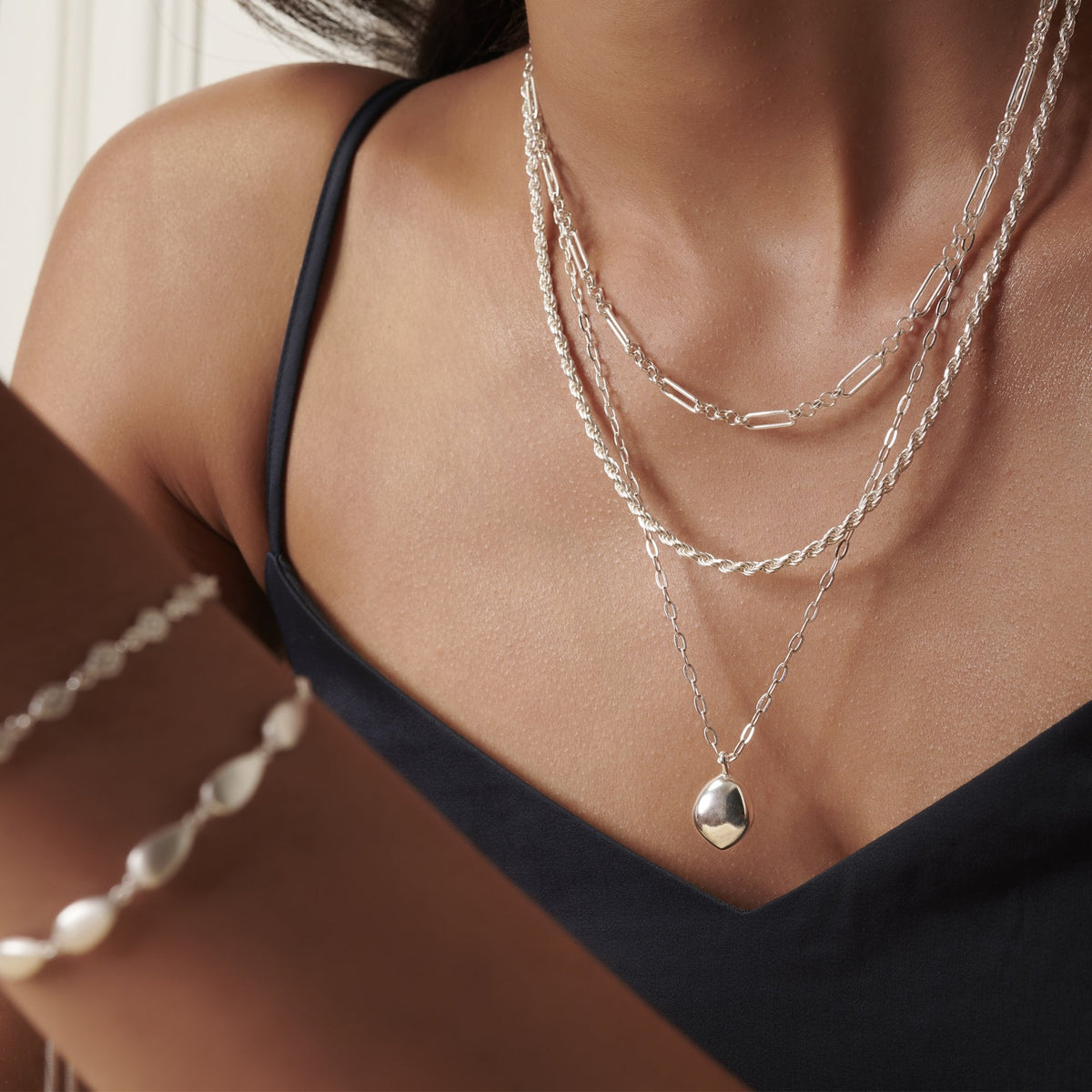 Sterling Silver Belcher Chain T-Bar Necklace