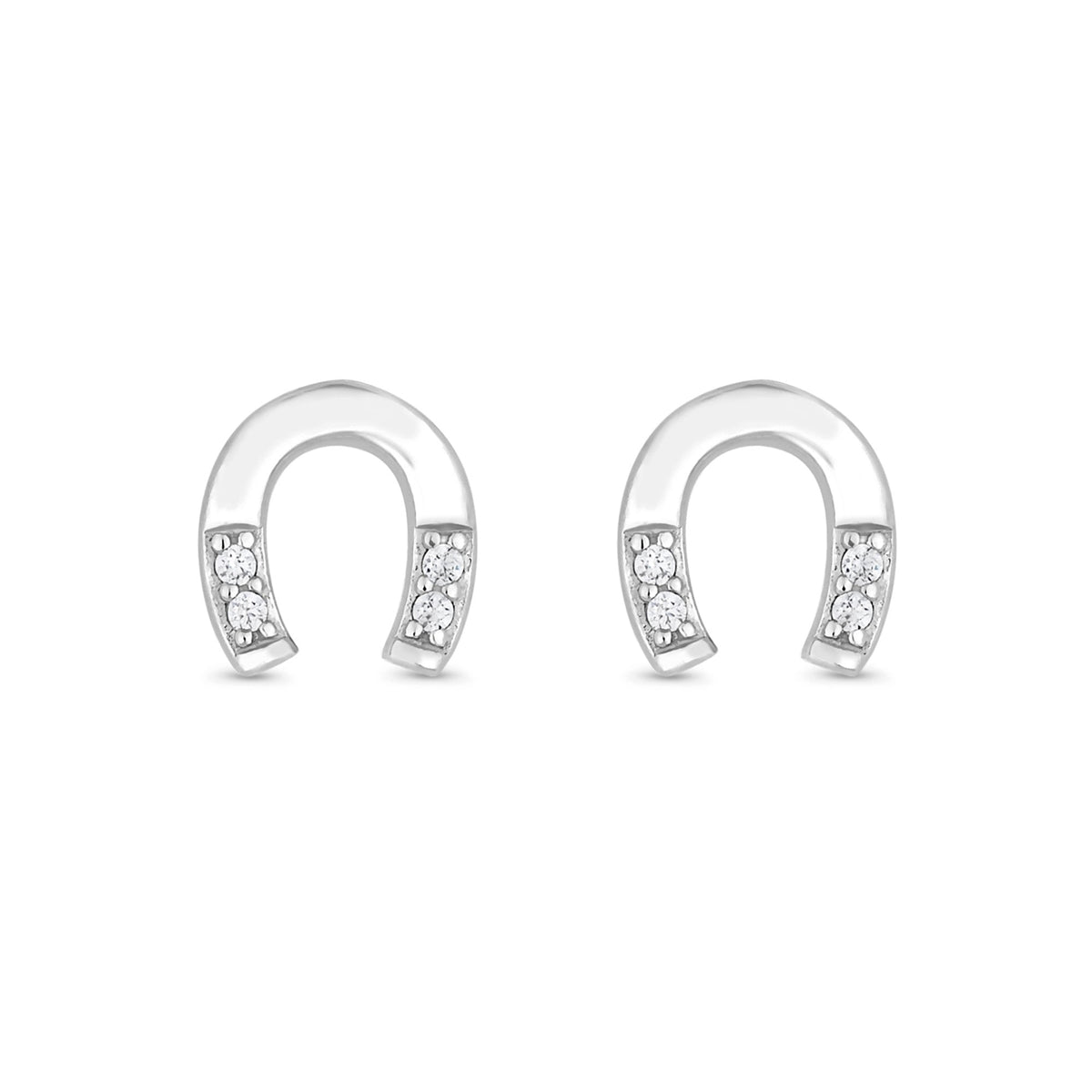 Simply Silver Sterling Silver 925 Cubic Ziroconia Horse Shoe Stud Earrings
