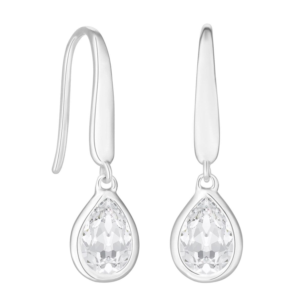 Simply Silver Sterling Silver 925 Cubic Zirconia Besel Set Pear Cut Drop Earrings