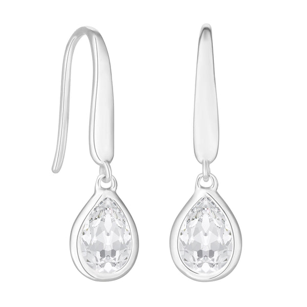 Simply Silver Sterling Silver 925 Cubic Zirconia Besel Set Pear Cut Drop Earrings