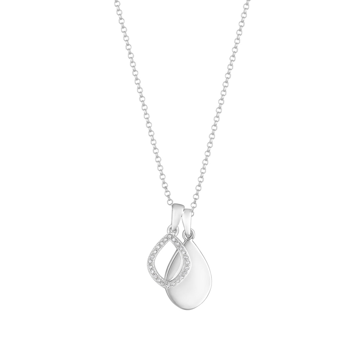 Simply Silver Sterling Silver 925 Cubic Zirconia Double Pendant Necklace