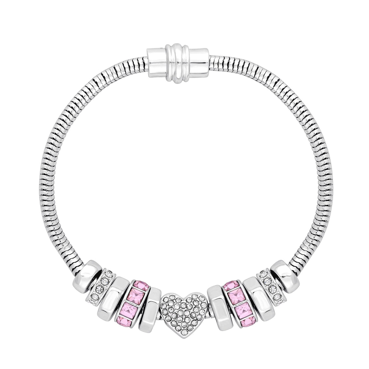 Lipsy Silver Heart Pink Magnetic Bracelet - Gift Boxed