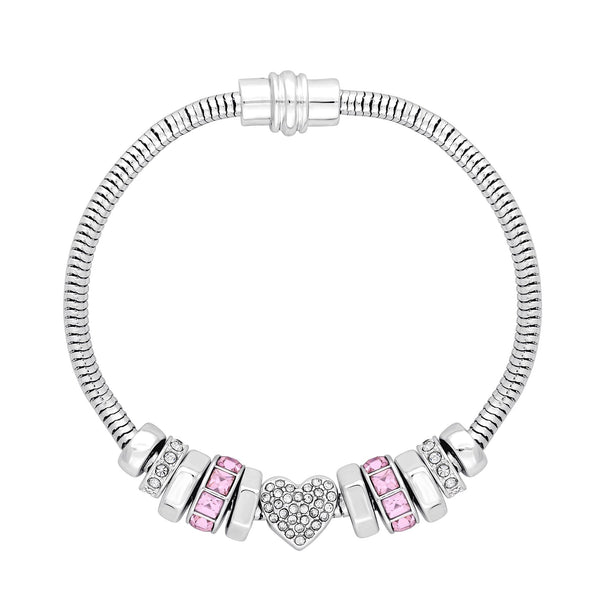 Lipsy Silver Heart Pink Magnetic Bracelet - Gift Boxed