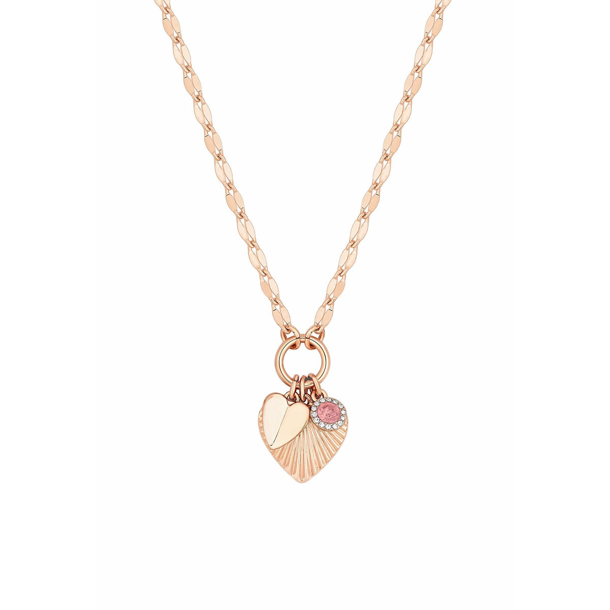 Lipsy Rose Gold Diamond Cut Heart Necklace - Gift Boxed
