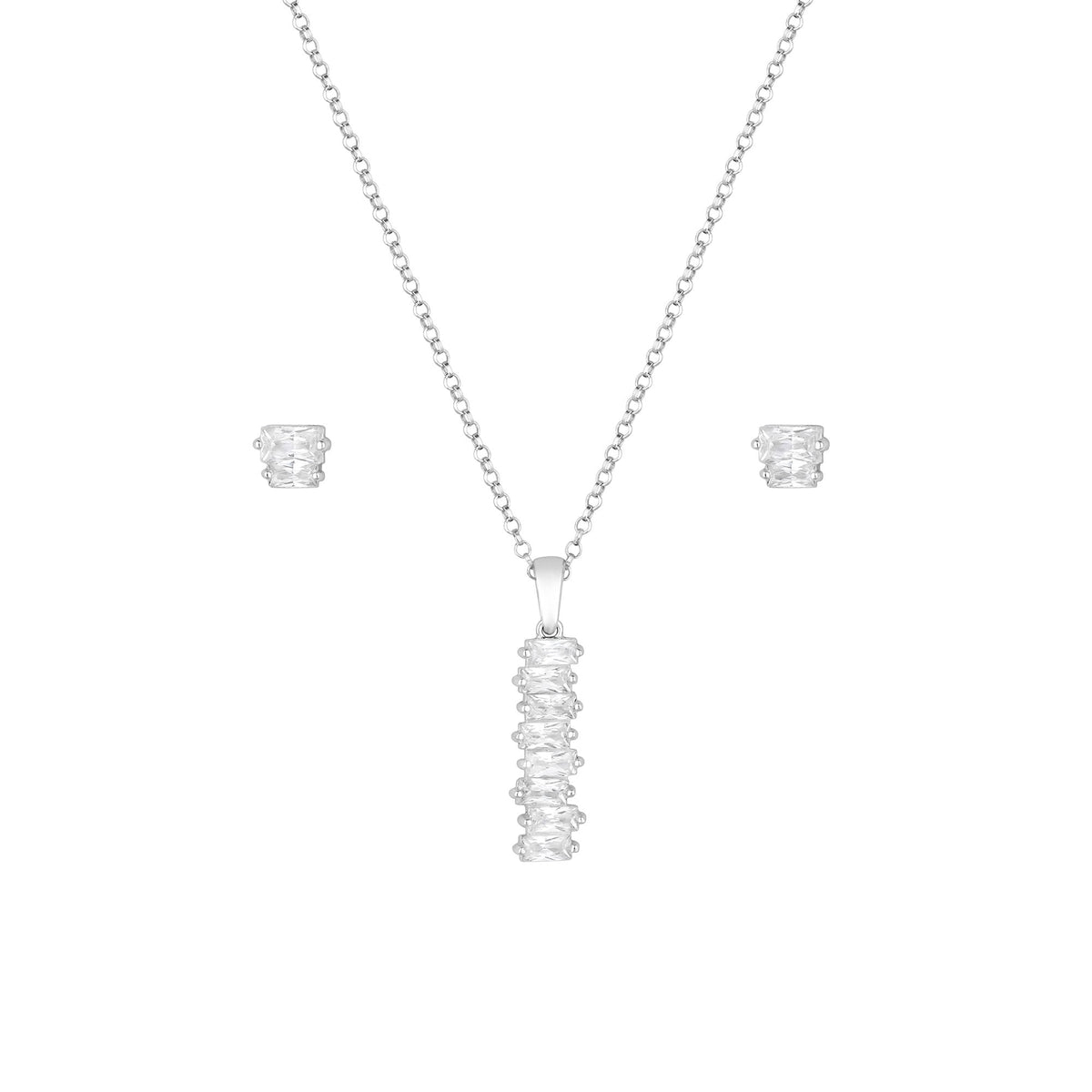 Simply Silver Sterling Silver 925 Cubic Zirconia Icicle Stick Set - Gift Boxed