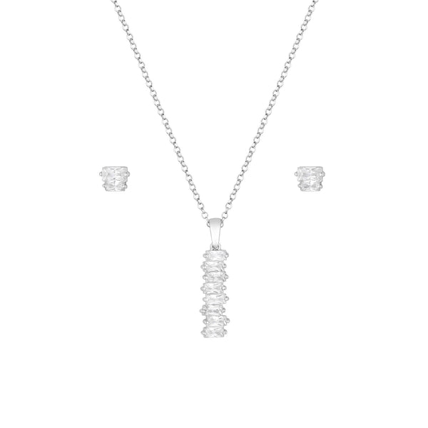Simply Silver Sterling Silver 925 Cubic Zirconia Icicle Stick Set - Gift Boxed
