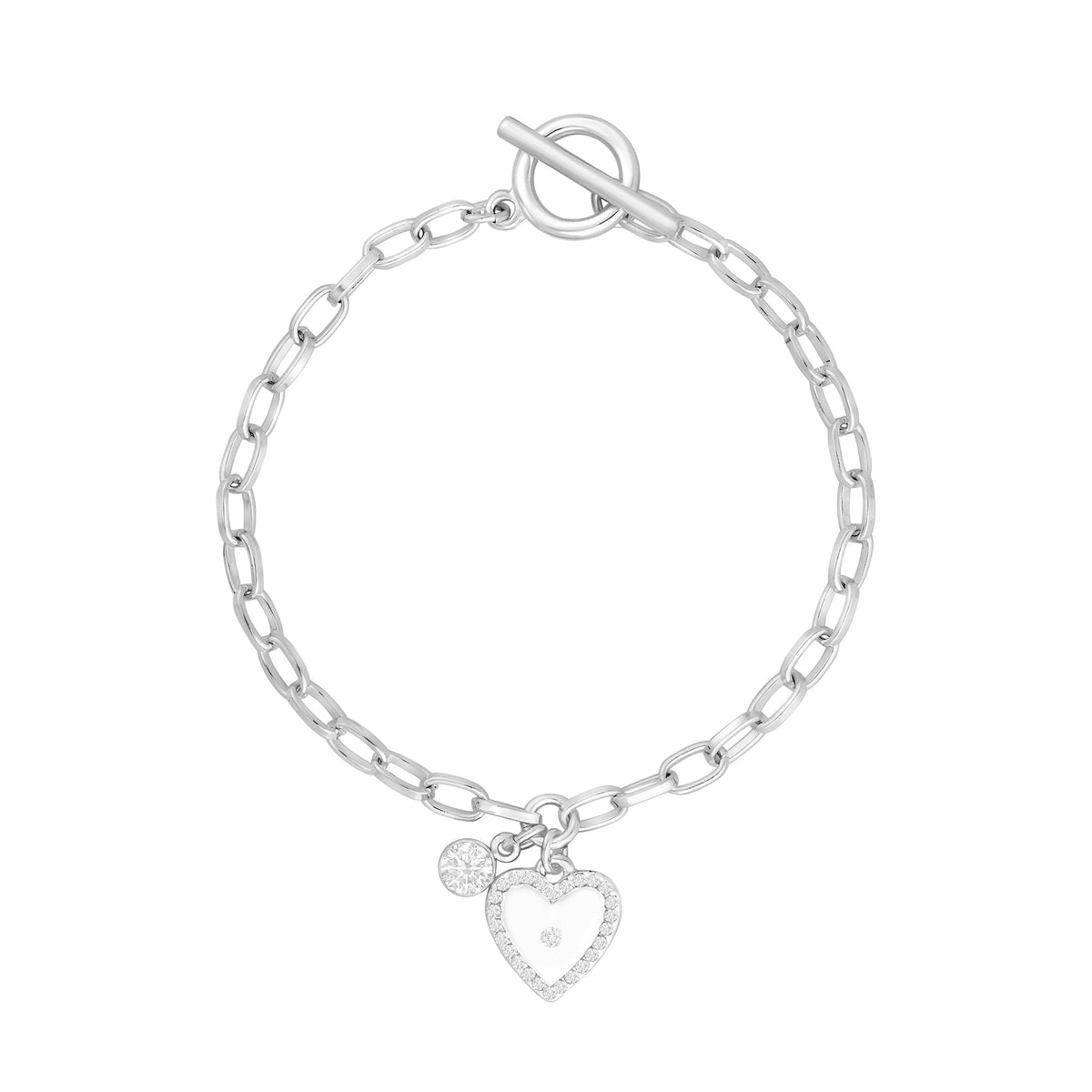 Lipsy Silver Heart Charm Bracelet - Gift Boxed
