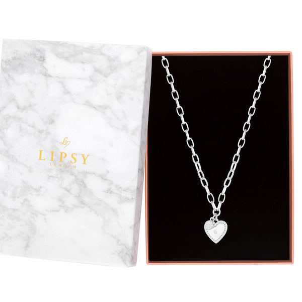 Lipsy Silver Heart Charm Necklace - Gift Boxed