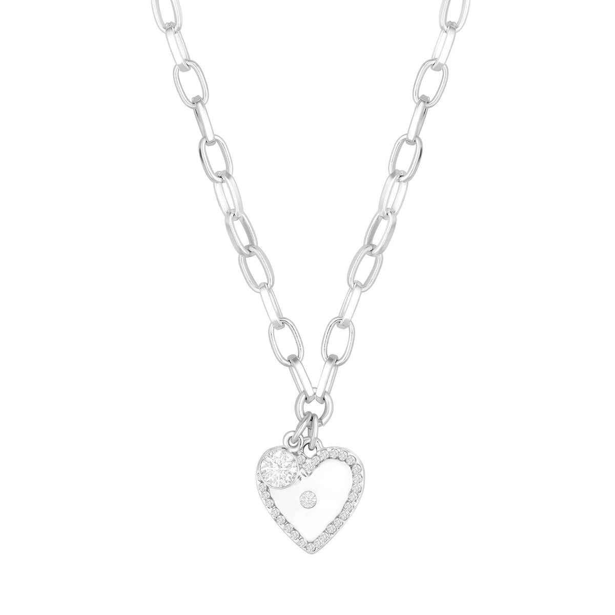 Lipsy Silver Heart Charm Necklace - Gift Boxed