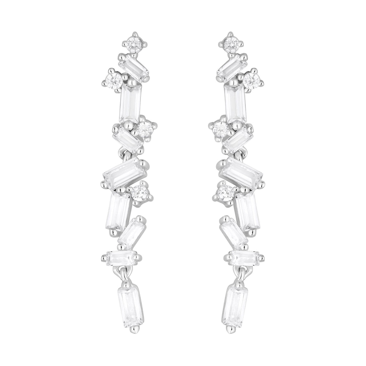 Simply Silver Sterling Silver 925 Cubic Zirconia Baguette Stone Drop Earrings