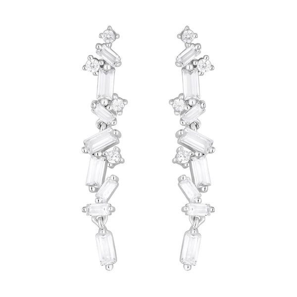 Simply Silver Sterling Silver 925 Cubic Zirconia Baguette Stone Drop Earrings