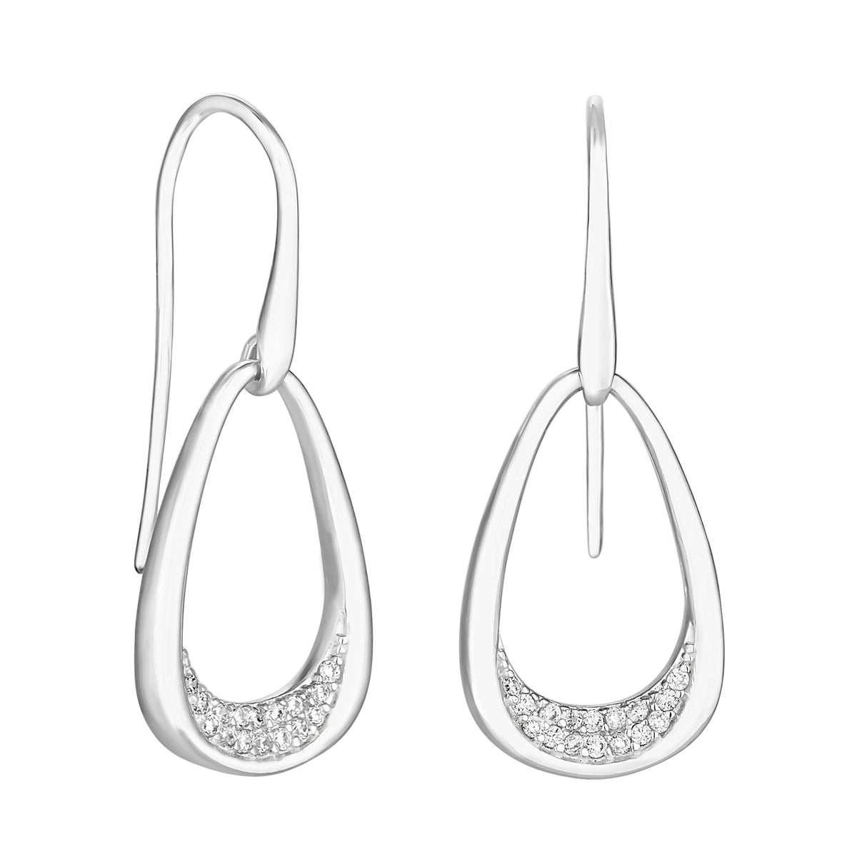 Simply Silver Sterling Silver 925 Forward Facing Open Cubic Zirconia Drop Earrings