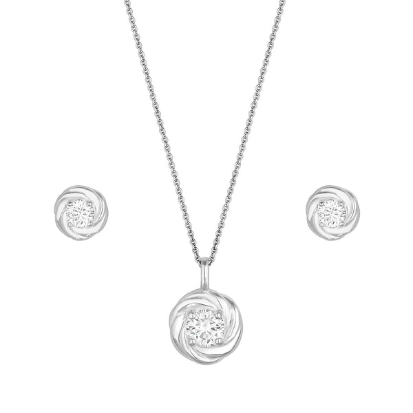Simply Silver Sterling Silver 925 Cubic Zirconia Knot Set - Gift Boxed