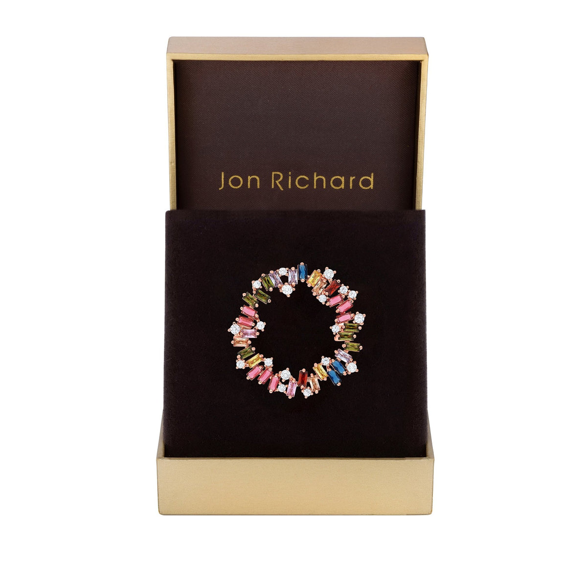 Jon Richard Rose Gold Plated Multi Cubic Zirconia Scattered Stone Brooch - Gift Boxed