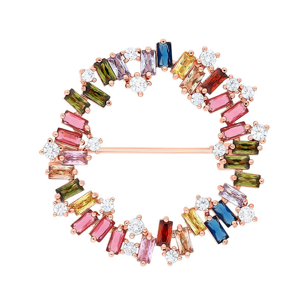 Jon Richard Rose Gold Plated Multi Cubic Zirconia Scattered Stone Brooch - Gift Boxed