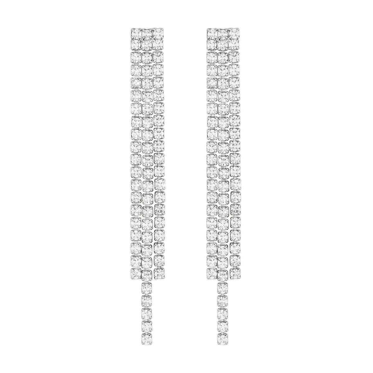 Jon Richard Rhodium Plated Fine Cubic Zirconia Shower Drop Earrings
