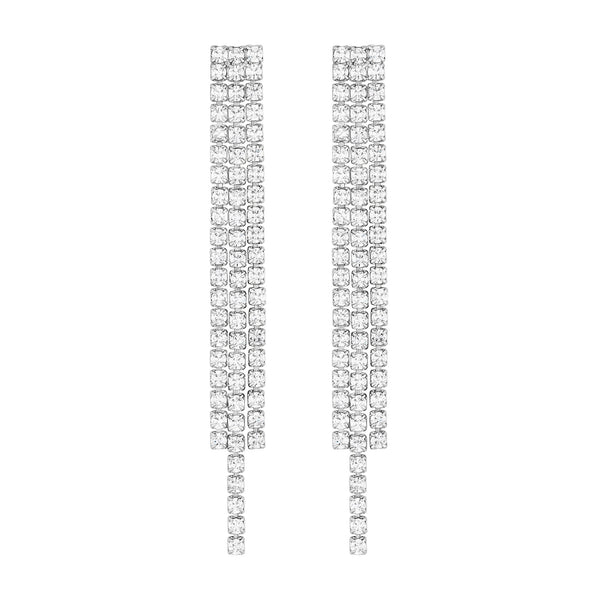 Jon Richard Rhodium Plated Fine Cubic Zirconia Shower Drop Earrings