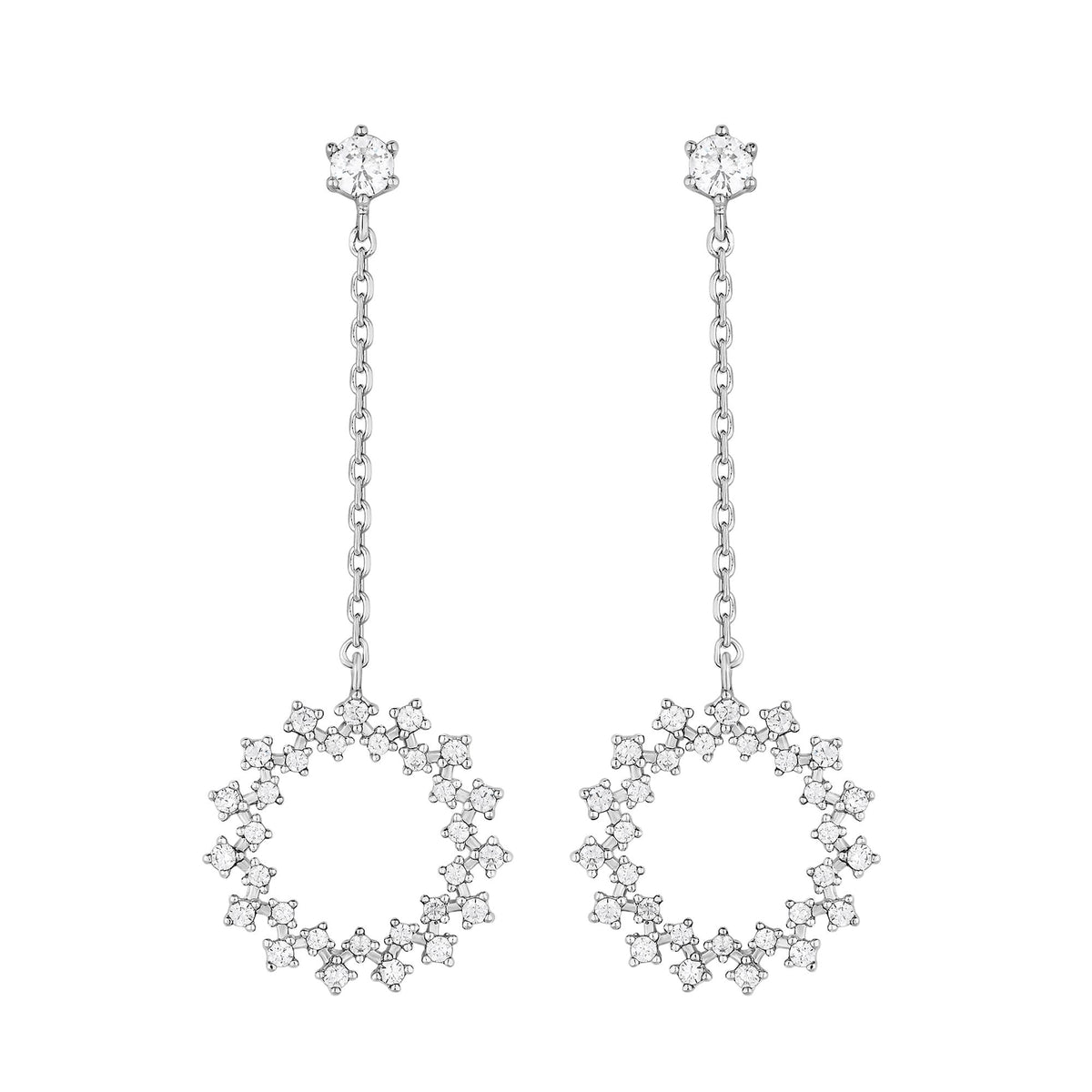 Jon Richard Rhodium Plated Fine Cubic Zirconia Open Profile Drop Earrings