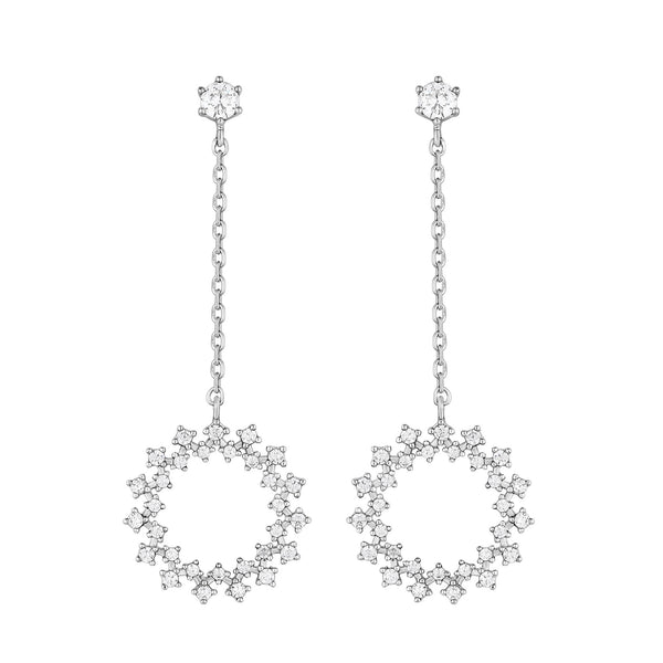 Jon Richard Rhodium Plated Fine Cubic Zirconia Open Profile Drop Earrings