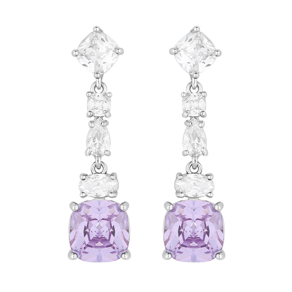 Jon Richard Rhodium Plated And Amethyst Drop Earrings