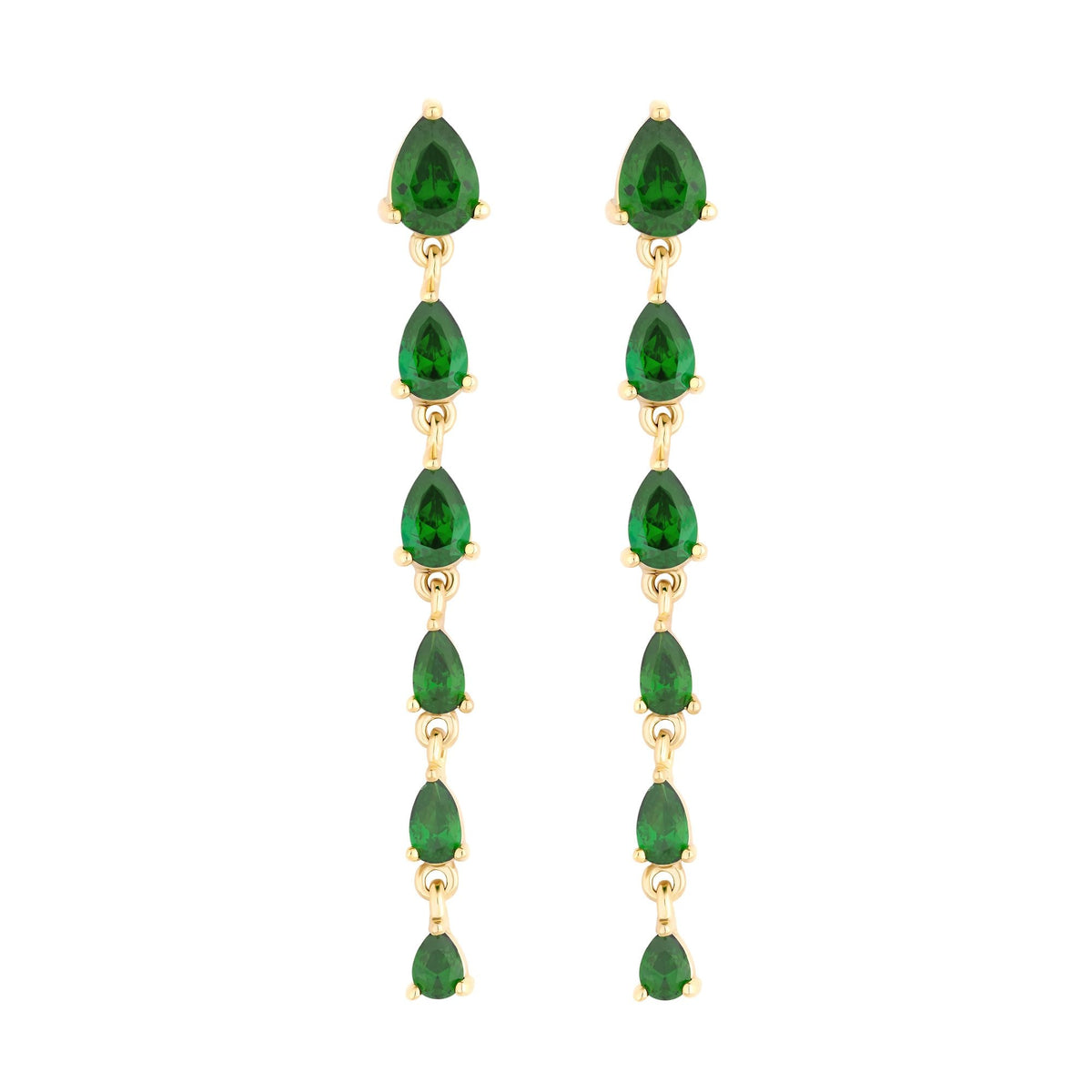 Jon Richard Gold Plated Emerald Linear Pear Drop Earrings