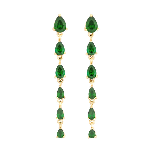 Jon Richard Gold Plated Emerald Linear Pear Drop Earrings