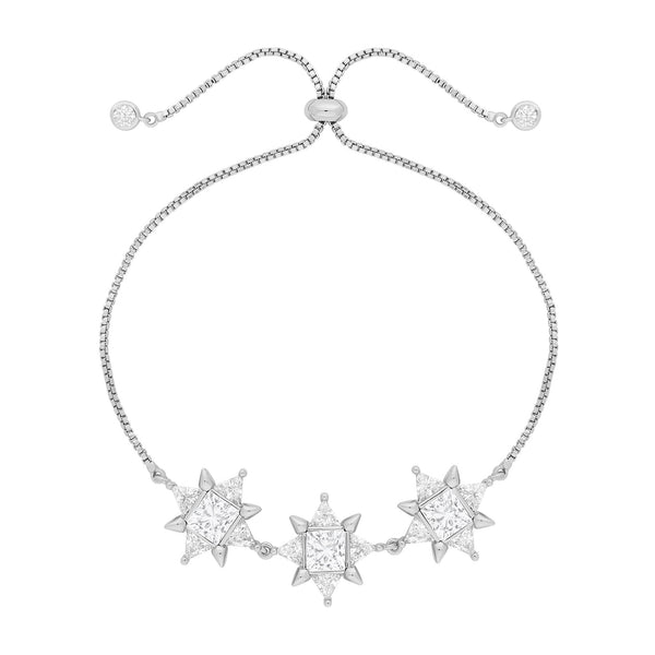 Jon Richard Rhodium Plated And Crystal Cubic Zirconia Toggle Bracelet
