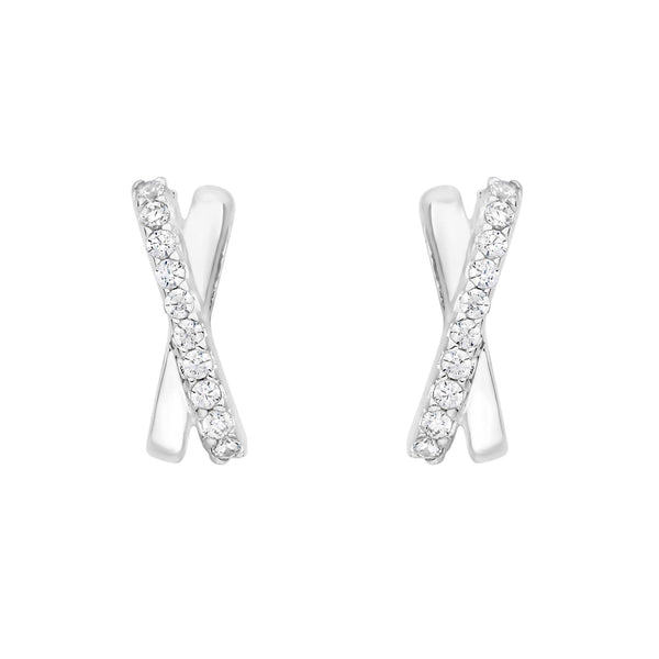 Simply Silver Sterling Silver 925 Cubic Zirconia Kiss Stud Earrings