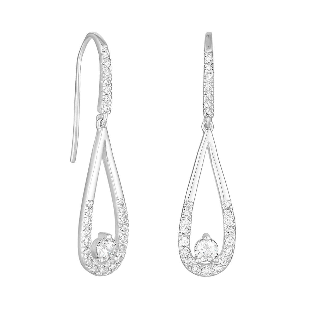 Simply Silver Sterling Silver 925 Cubic Zirconia Sleek Teardrop Drop Earrings