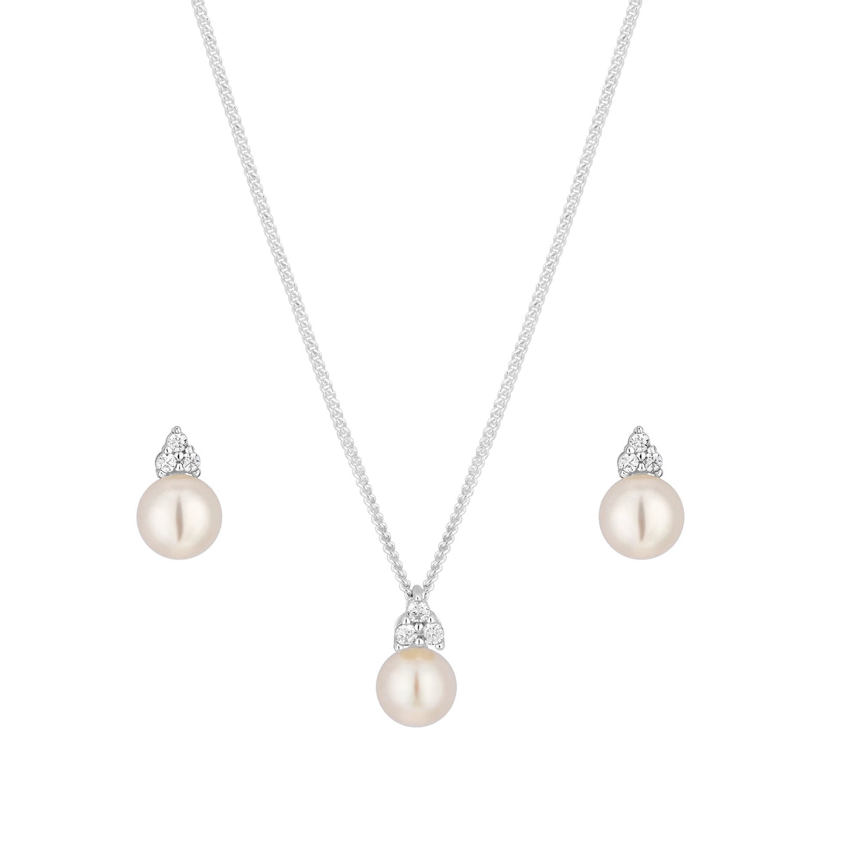 Simply Silver Sterling Silver 925 Freshwater Pearl Set - Gift Boxed